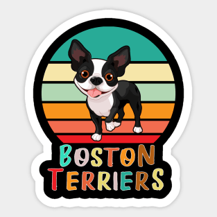 Vintage Retro Boston Terriers Sticker